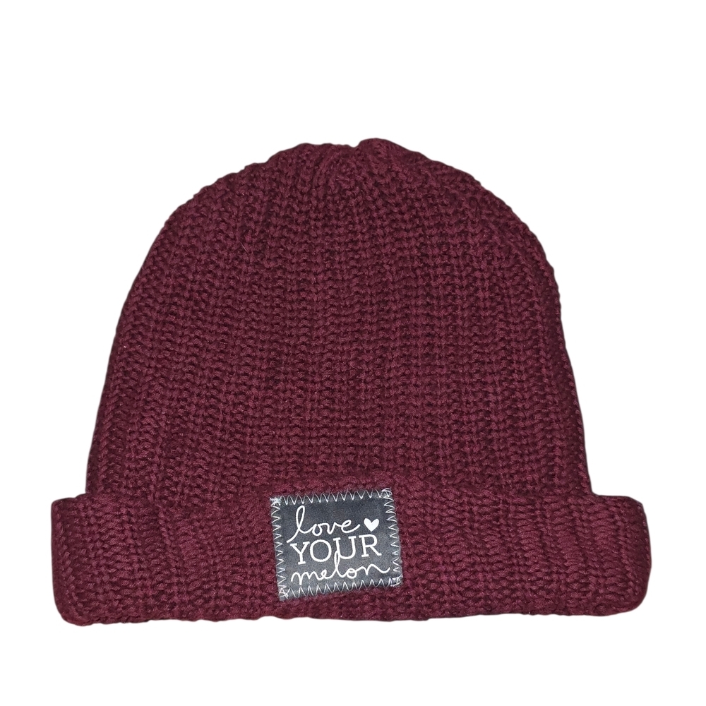 Love Your Melon Burgundy Knit Beanie Hat Unisex